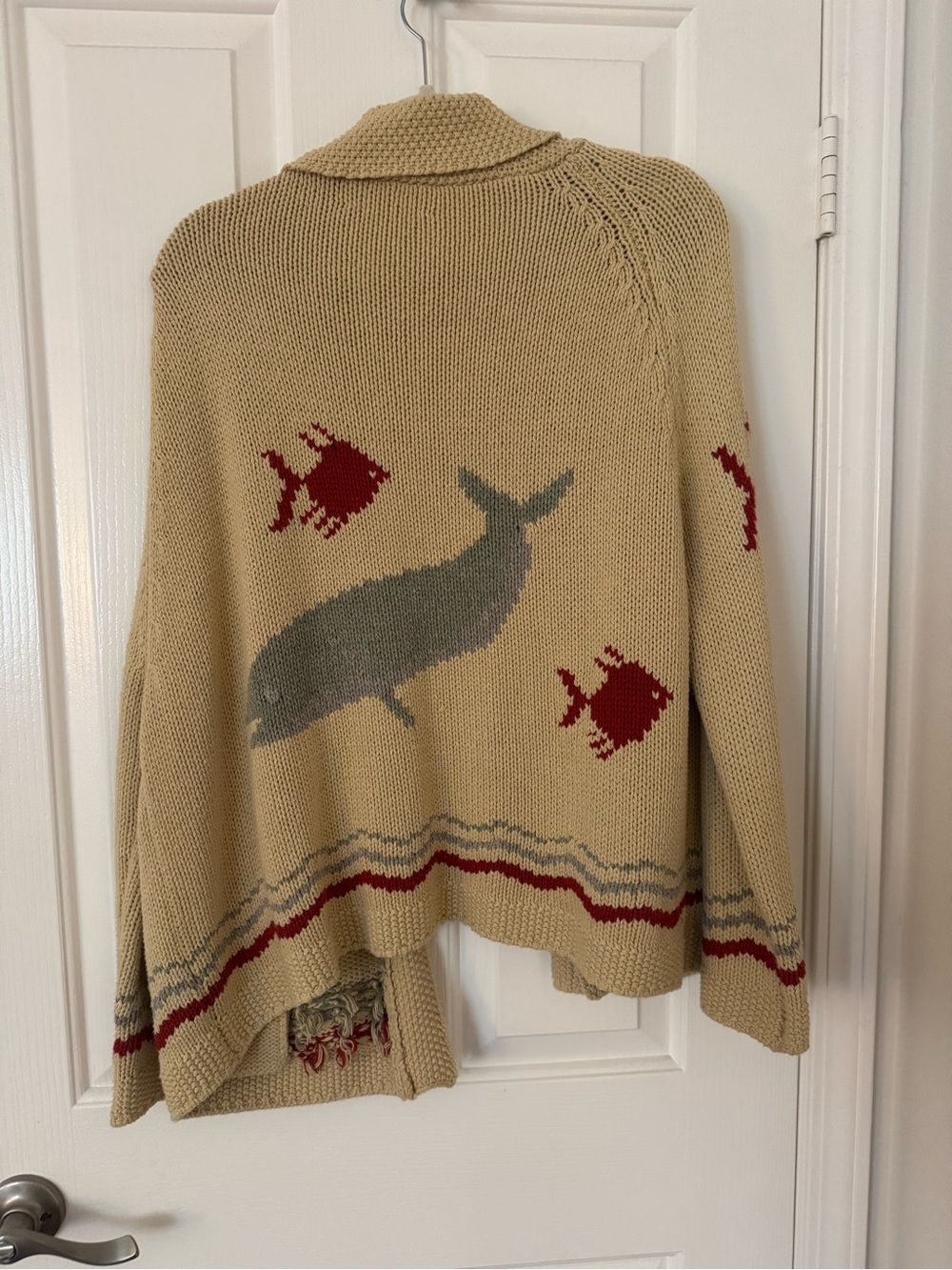 THE GREAT. Women's The Fisherman Intarsia Cotton-blend Cardigan - Size 1 small - Picture 3 of 6